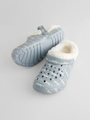 Grey Womens Faux Fur Lined Clogs Slippers - Image 6 of 9