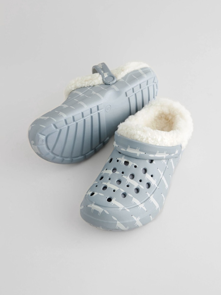 Grey Womens Faux Fur Lined Clogs Slippers - Image 6 of 9