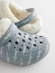 Grey Womens Faux Fur Lined Clogs Slippers - Image 8 of 9