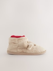 Brown Faux Fur Reindeer Boot Slippers - Image 4 of 9