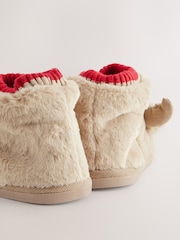 Brown Faux Fur Reindeer Boot Slippers - Image 6 of 9