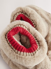 Brown Faux Fur Reindeer Boot Slippers - Image 9 of 9
