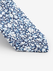 Blau - Florale Seidenkrawatte und Einstecktuch aus Seidenmischung - Bild 3 von 6