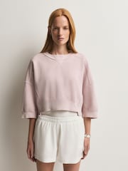 Free People Pink Short Sleeve Intercept Pull On Sweat Top - Image 1 of 6