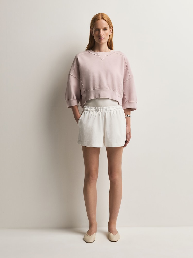 Free People Pink Short Sleeve Intercept Pull On Sweat Top - Image 2 of 6