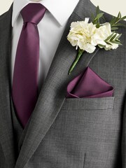Mulberry Purple Silk Tie And Pocket Square Set - Image 1 of 2