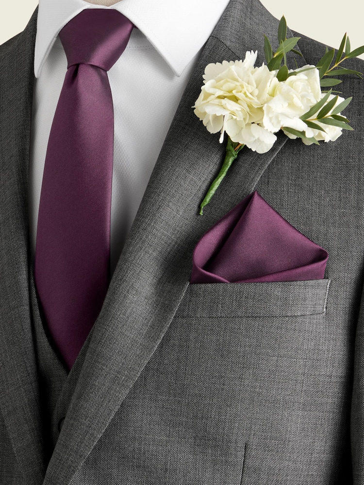 Mulberry Purple Silk Tie And Pocket Square Set - Image 1 of 2