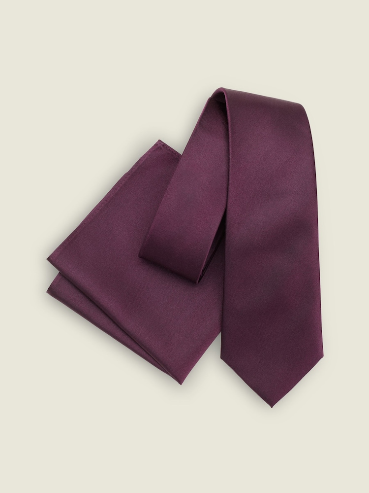 Mulberry Purple Silk Tie And Pocket Square Set - Image 2 of 2