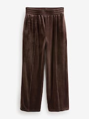 Chocolate Brown Velvet Soft Touch Drawstring Wide Leg Track Trousers - Image 6 of 8