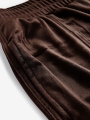 Chocolate Brown Velvet Soft Touch Drawstring Wide Leg Track Trousers - Image 7 of 8