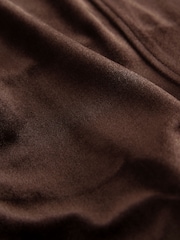 Chocolate Brown Velvet Soft Touch Drawstring Wide Leg Track Trousers - Image 8 of 8