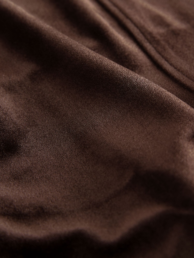 Chocolate Brown Velvet Soft Touch Drawstring Wide Leg Track Trousers - Image 8 of 8