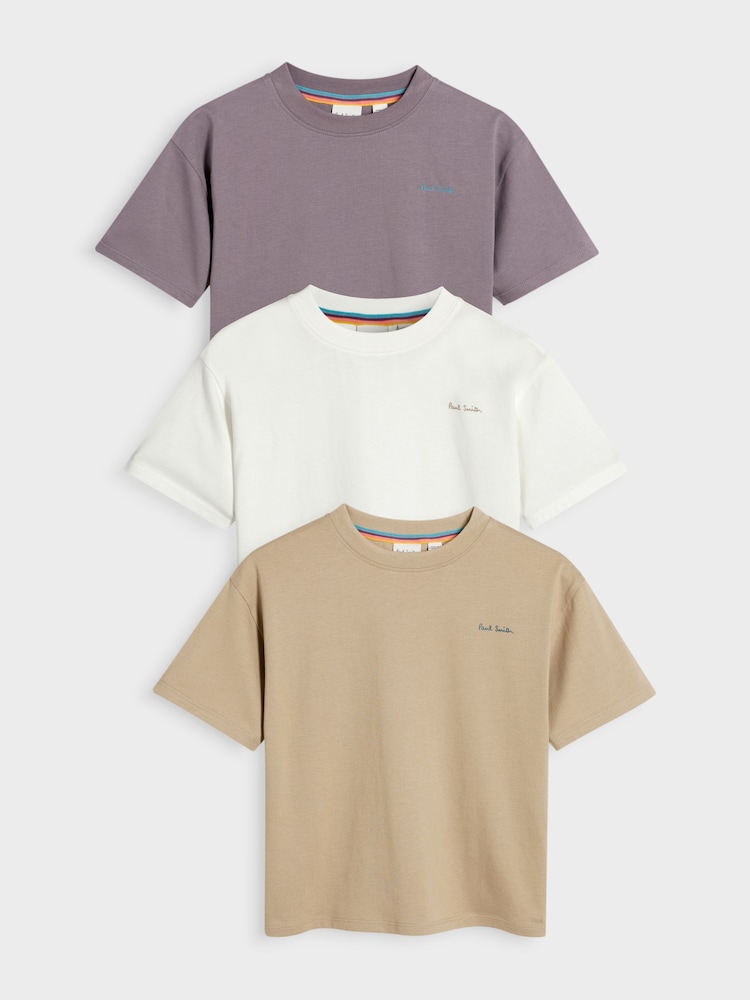 Beige - Paul Smith Junior – Signature-T-Shirts für Jungen im 3er-Pack - Bild 1 von 7