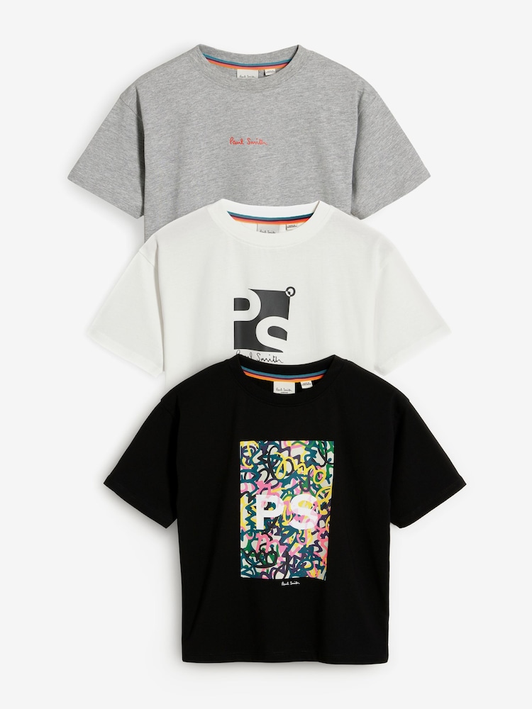 Schwarz/Weiß - Paul Smith Junior – Signature-T-Shirts für Jungen im 3er-Pack - Bild 1 von 7