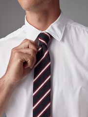 Navy Blue Stripe Silk Design Tie - Image 1 of 4
