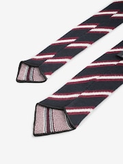 Navy Blue Stripe Silk Design Tie - Image 4 of 4