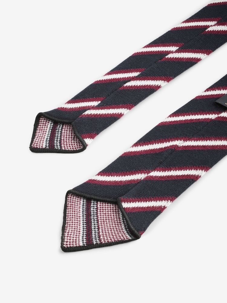 Navy Blue Stripe Silk Design Tie - Image 4 of 4