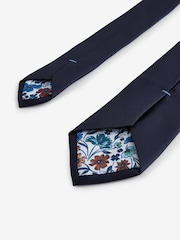 Navy Blue Slim Twill Tie - Image 3 of 3