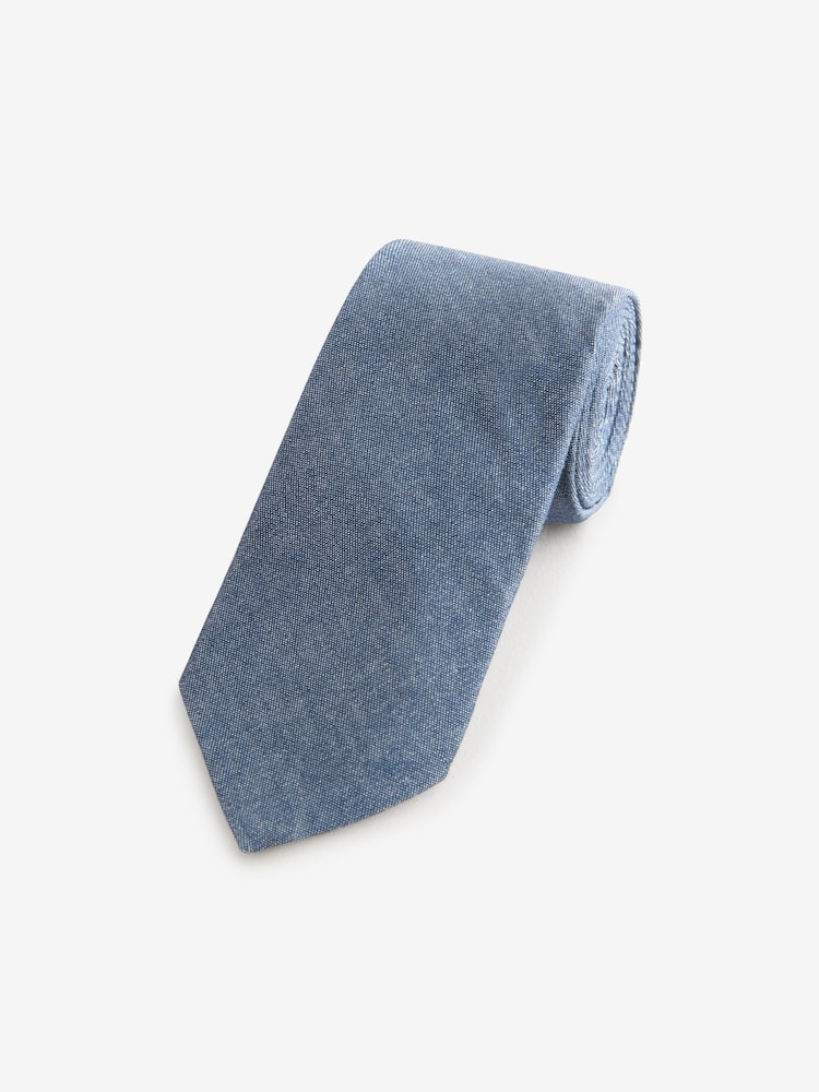 Light Denim Blue Chambray 100% Cotton Tie - Image 1 of 3