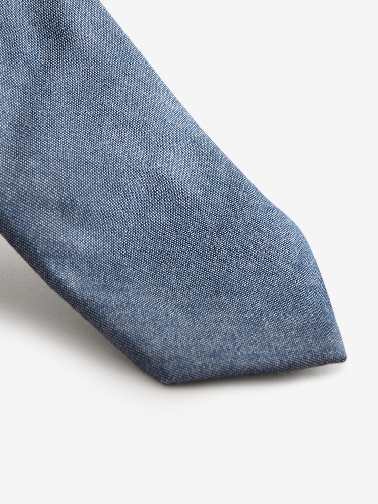 Light Denim Blue Chambray 100% Cotton Tie - Image 2 of 3