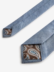 Light Denim Blue Chambray 100% Cotton Tie - Image 3 of 3