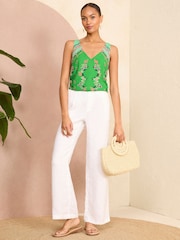 V&A | Love & Roses Green Paisley V Neck Front V Back Vest - Image 3 of 4