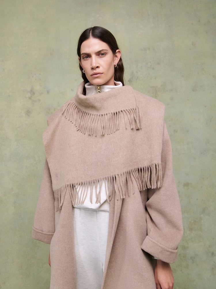 By Malene Birger Brown Turtla Wool Fringe Bib Scarf - Image 1 of 6 By Malene Birger Brown Turtla Wool Fringe Bib Scarf - Image 1 of 6