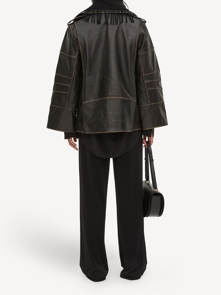 By Malene Birger Black Beatrisse Leather Biker Jacket - Image 2 of 7