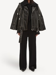 By Malene Birger Black Beatrisse Leather Biker Jacket - Image 3 of 7
