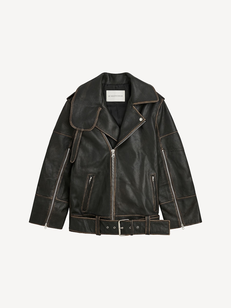 By Malene Birger Black Beatrisse Leather Biker Jacket - Image 7 of 7