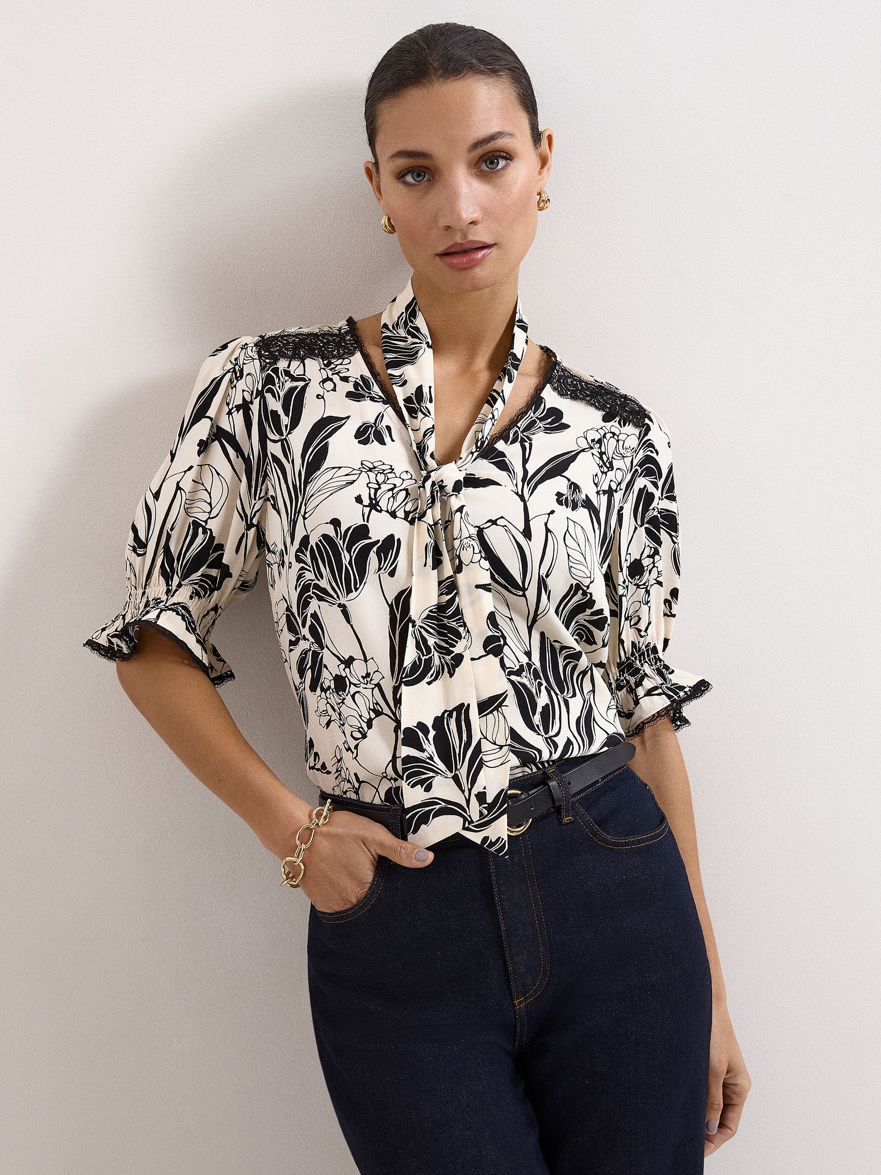 Buy Phase Eight Black Aisra Lace Blouse from the Next UK online shop