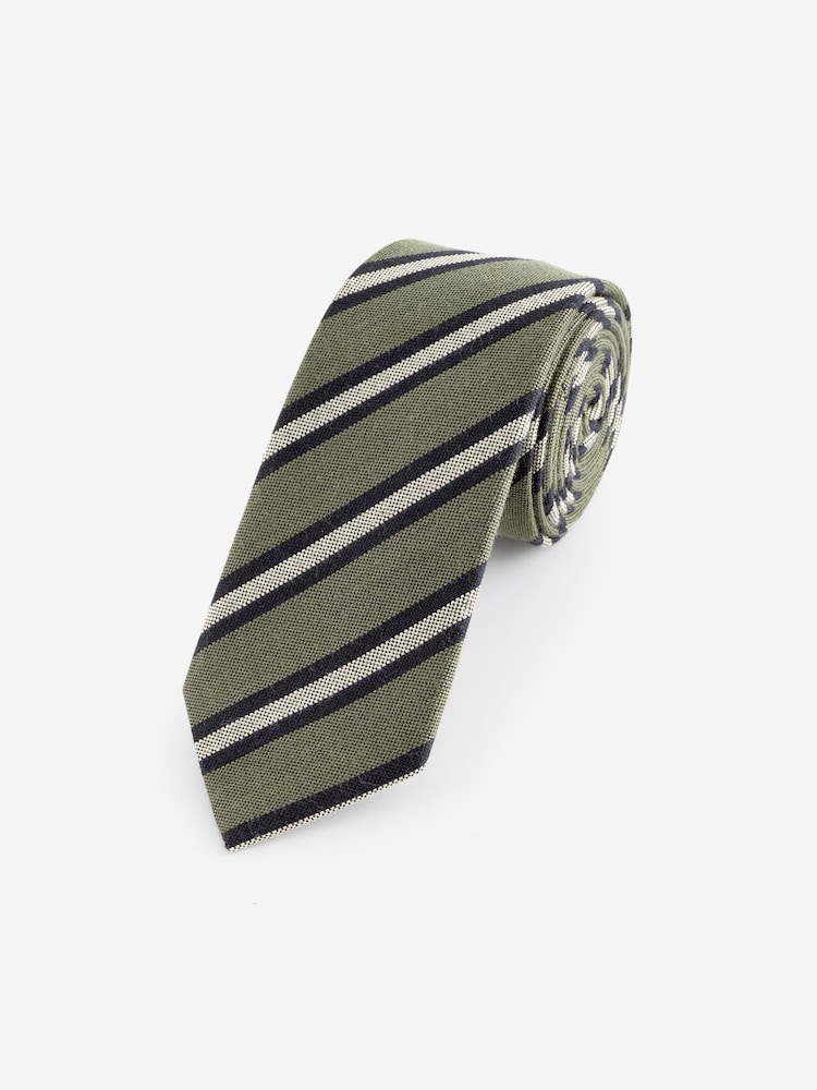 Green Stripe Slim Pattern Tie - Image 1 of 3 Green Stripe Slim Pattern Tie - Image 1 of 3
