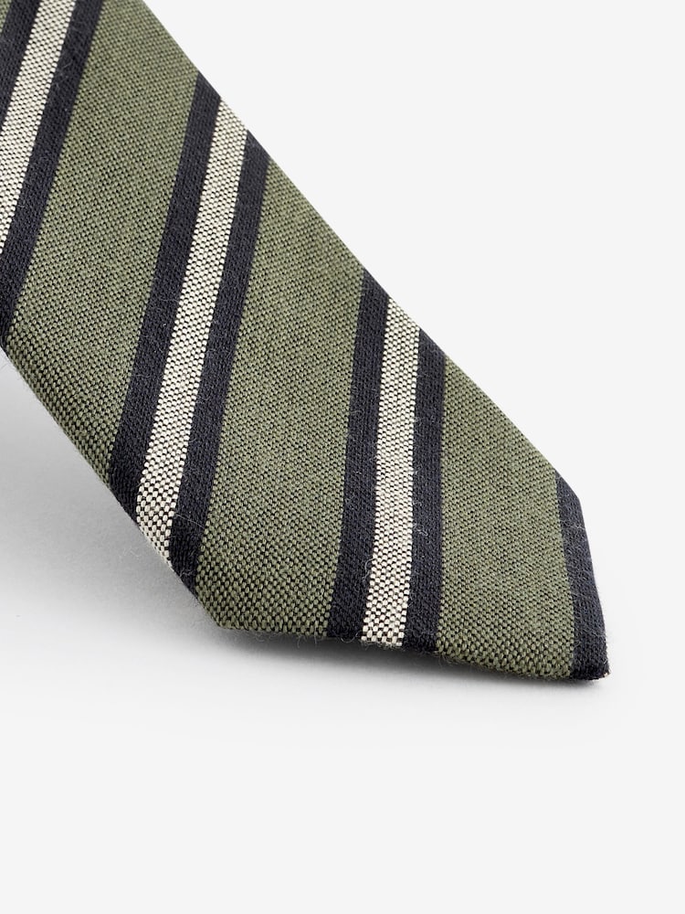 Green Stripe Slim Pattern Tie - Image 2 of 3 Green Stripe Slim Pattern Tie - Image 2 of 3