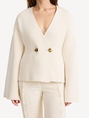 By Malene Birger Cream Tinley Wool Blend Cardigan - Image 4 of 6