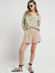 River Island Green Abstract 100% Cotton Shirt - Image 1 of 4