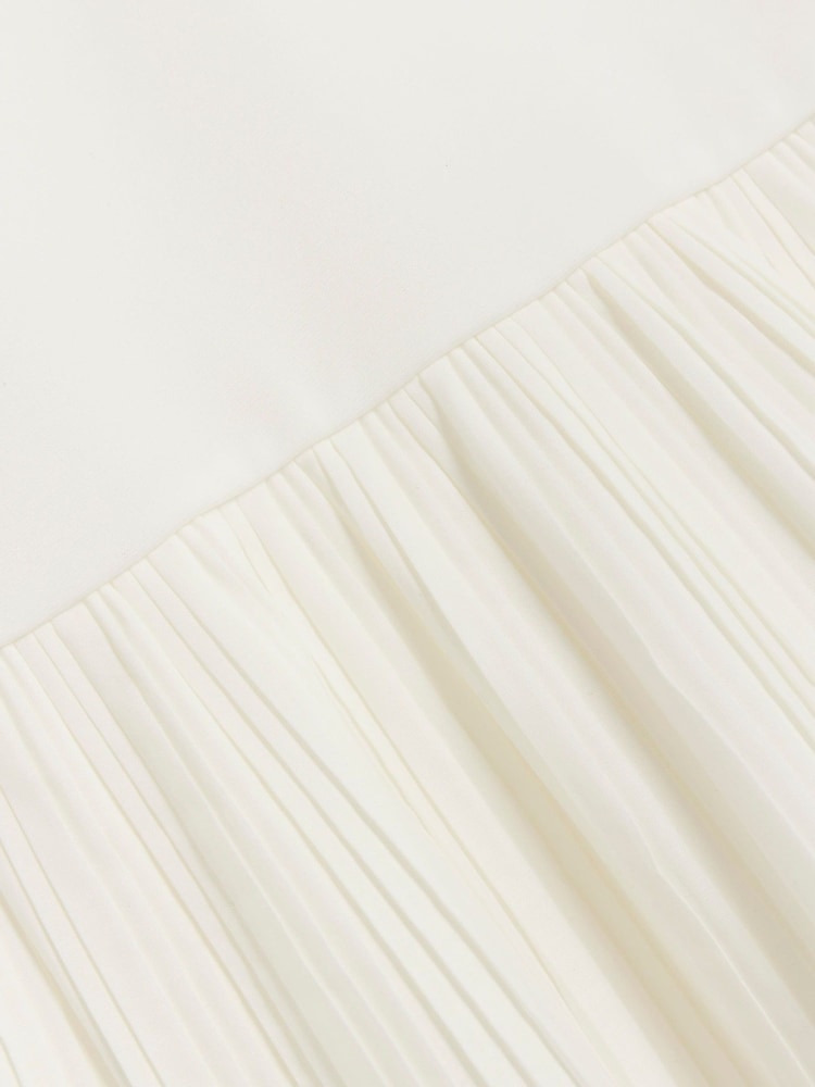 River Island Cream 100% Cotton Pleated Hem T-Shirt - Image 5 of 5