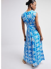 River Island Blue Cut Out Maxi 100% Cotton Dress - Image 3 of 4