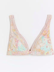 River Island Pink Paisley Plunge Bikini Top - Image 5 of 6