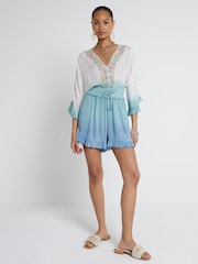 River Island Blue Ombre Embellished Playsuit - Image 1 of 4