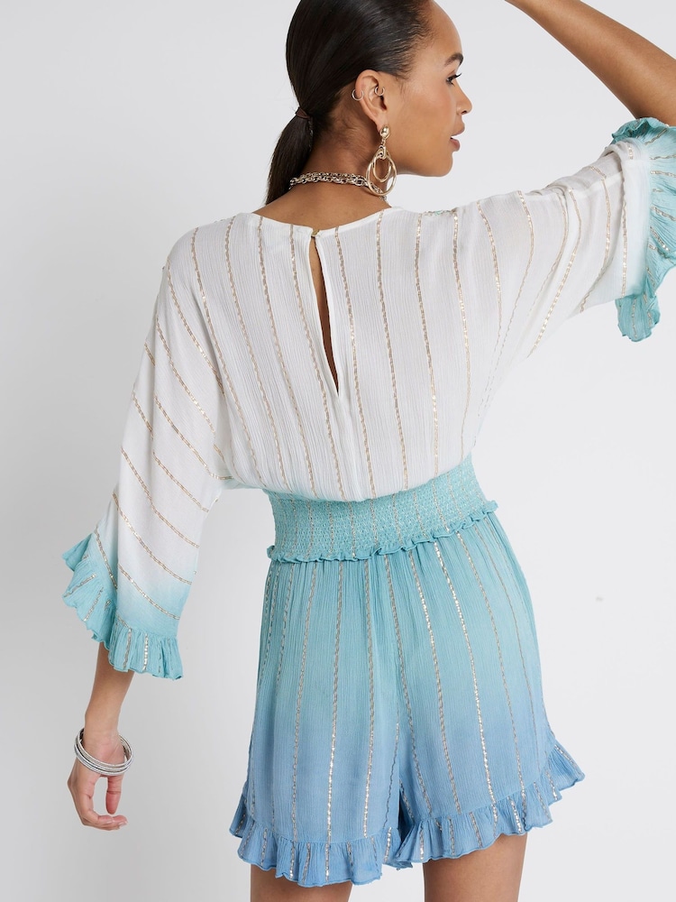 River Island Blue Ombre Embellished Playsuit - Image 2 of 4 River Island Blue Ombre Embellished Playsuit - Image 2 of 4