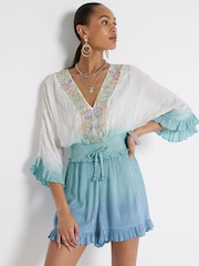 River Island Blue Ombre Embellished Playsuit - Image 3 of 4