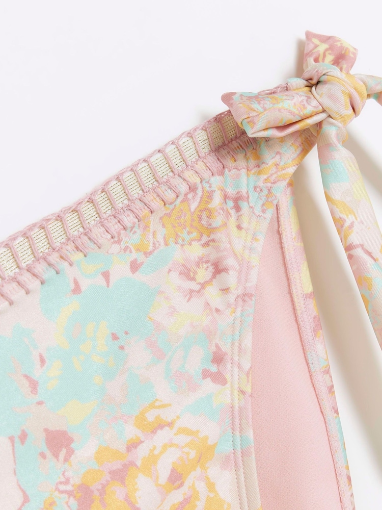 River Island Pink Paisley Tie Side Bikini Briefs - Image 6 of 6