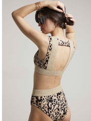River Island Brown Leopard Print Plunge Bikini Top - Image 2 of 4