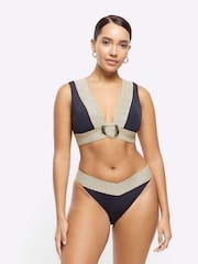 River Island Black Elastic Buckle Bikini Top - Image 1 of 6