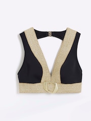 River Island Black Elastic Buckle Bikini Top - Image 5 of 6