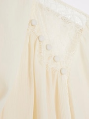 River Island Cream Lace Mix Pussy Bow Blouse - Image 4 of 4