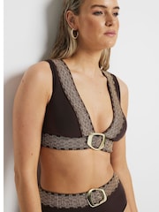 River Island Brown Elastic Buckle Bikini Top - Image 3 of 4