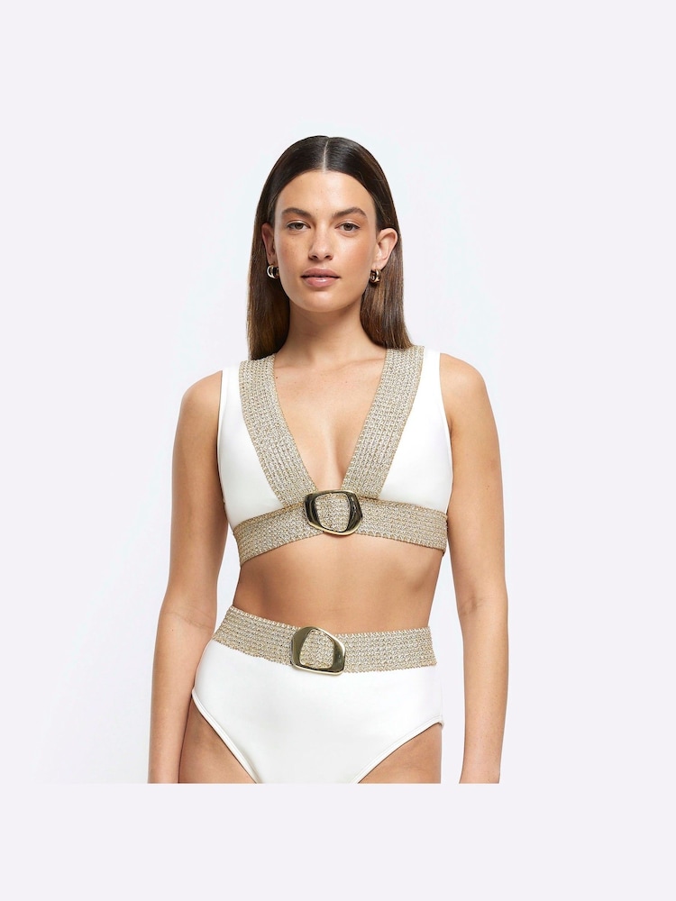 River Island Cream Elastic Buckle Bikini Top - Image 1 of 4 River Island Cream Elastic Buckle Bikini Top - Image 1 of 4