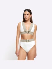 River Island Cream Elastic Buckle Bikini Top - Image 3 of 4