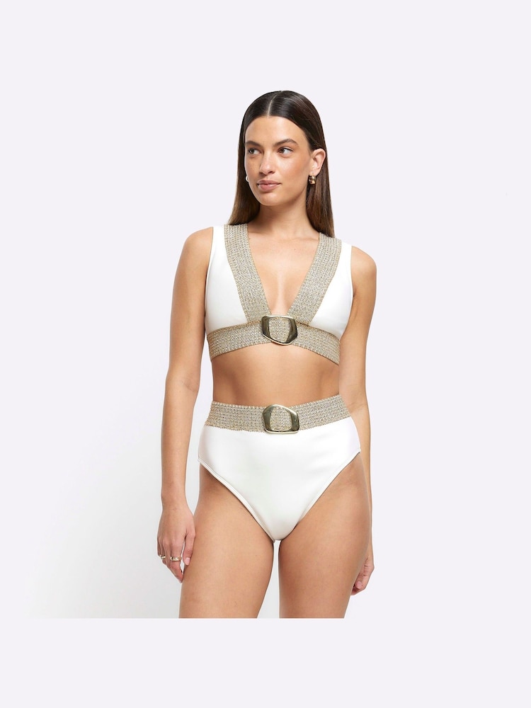 Crème - River Island haut de bikini à boucle élastique - Image 3 of 4
